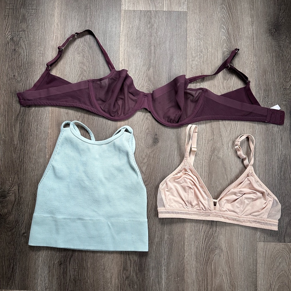 Gilly Hicks Women's Bra Set - Burgundy, Light Blue, and Beige